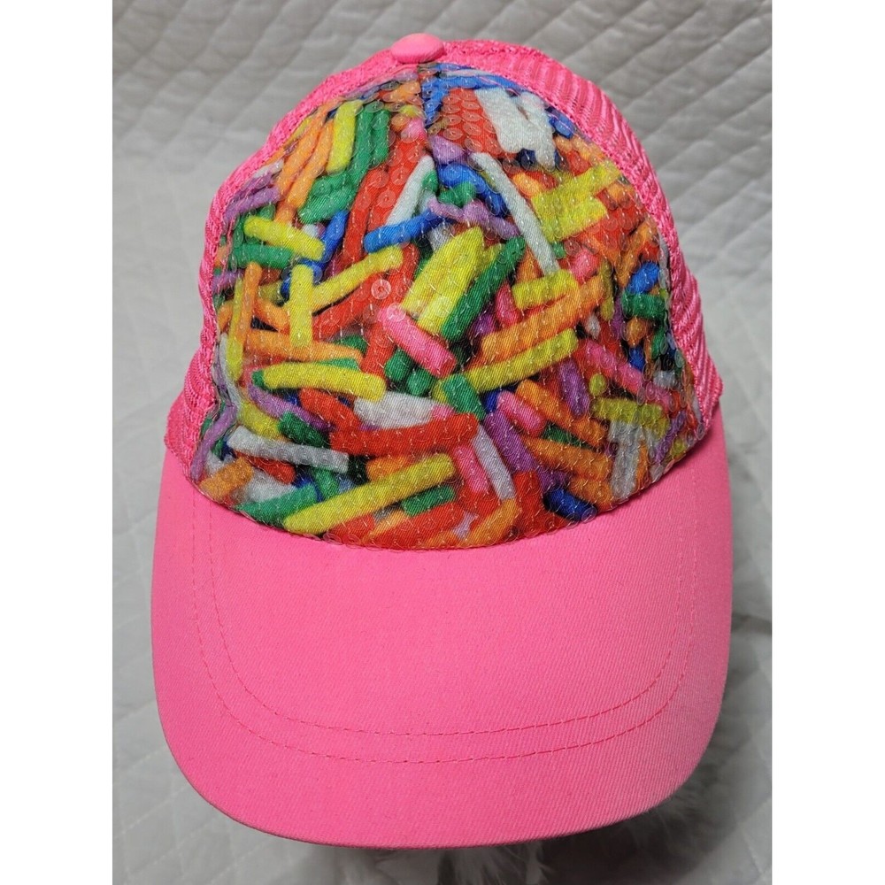 Children's Place Pink Baseball Hat Graphic Print Rainbow Sprinkles Girls Size 8